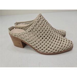 Intentionally Blank Caps Heeled Woven Block Heel Mules Size 8 Womens
